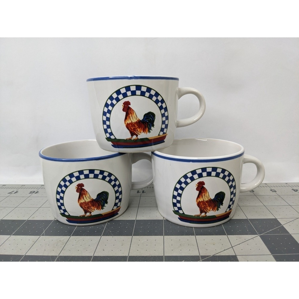 Century Stoneware Rooster Coffee Cup Lot‎ of 3
